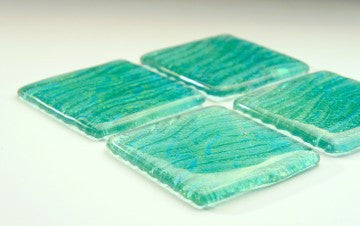 Set of 4 Glass Coasters - Turquoise Seabed