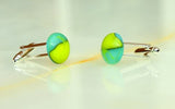 Fused Glass Cufflinks Yellow Green in a Black Gift Box