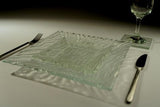 Set of 4 Textured Clear Glass Square Dinner Plates - Camber Range